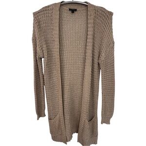 Express Taupe Open-Front Chunky Knit Cardigan Size Small